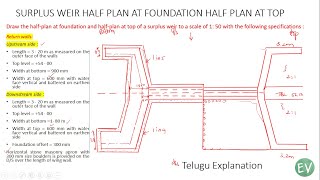 Surplus Weir Plan and 3D  Irrigation Drawing  DCE C16C20 Civil Engineering DrawingII  3D [upl. by Narual]