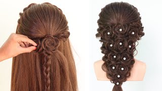 latest rose braided hairstyle for bride  beautiful hairstyle [upl. by Aduh]