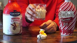 Rumchata Peppermint Bark Liqueur amp Lucerne Eggnog [upl. by Henghold]