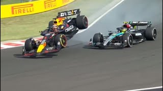 Lewis Hamilton and Max Verstappen crash Hungary [upl. by Bridwell]