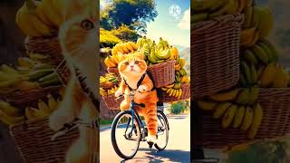 Happy cat banana dance and funny music [upl. by Avitzur]