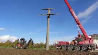 Betonmastenabbruch mit einem HUDDIG 1260C  concrete pole demolition [upl. by Ydnahs550]