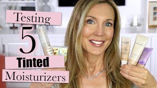 Testing 5 Tinted Moisturizers on Mature Skin Laura Mercier Milk Tarte Clinique Honest Beauty [upl. by Chladek]