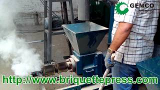 how to make biomass wood briquettes by a fuel sawdust briquette press machine [upl. by Ribaudo]