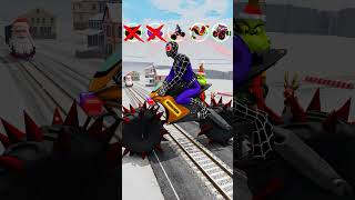 Big amp Small Santa Claus train VS long big amp small cars and characters on moto with studded wheels [upl. by Nollaf]