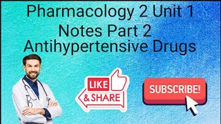 Pharmacology 2  Unit 1 Notes  Antihypertensive Drugs bpharma bpharmonlinelectures bpharmacy [upl. by Oel]