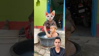 Billi mossi bacche ko nhati huyi 😱🤣shorts viralvideo viralshorts [upl. by Mathis]