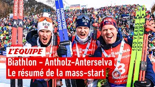 Biathlon 202324  Christiansen triomphe sur la massstart Fillon Maillet quatrième [upl. by Ak]