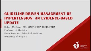 GuidelineDriven Management of Hypertension An EvidenceBased Update Webinar [upl. by Myna]