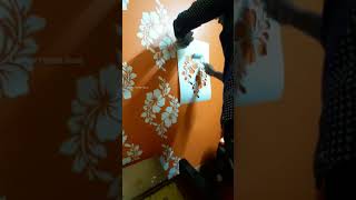 flower stencil painting on walls  wall painting design idea  interior wall design  shorts [upl. by Lipfert]