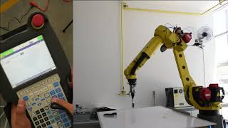 Programación a nivel básico del robot Fanuc M10iA joint línea arco de círculo y ciclos [upl. by Nyllewell]