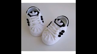 ADIDAS TEJIDOS A CROCHET PARA BEBE  PASO A PASO 0 A 3 MESES [upl. by Ateuqram263]