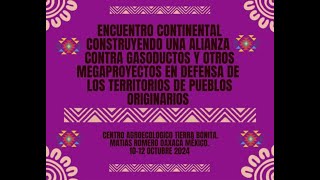 ENCUENTRO CONTINENTAL CONSTRUYENDO UNA ALIANZA CONTRA GASODUCTOS Y OTROS MEGAPROYECTOS [upl. by Doxia418]