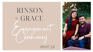 Rinson amp Grace Engagement Ceremony  September 7th 2024 [upl. by Jolanta499]