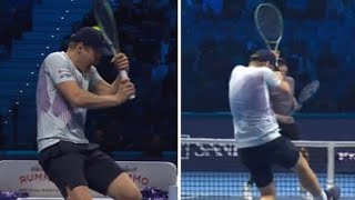 ATP Finals star whacks ball at opponent head in Wimbledon grudge match [upl. by Janeva373]