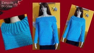 Maglione donna alluncinetto quotDouble effectquot  uncinetto facile passo a passo [upl. by Tynan]