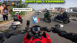 She Wants to Race With My Kawasaki z900 😳  Public Reaction on Superbike [upl. by Odilia]