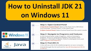 How to Uninstall JDK 21 on Windows 11  Java JDK 21 Uninstallation on Windows [upl. by Odnala587]