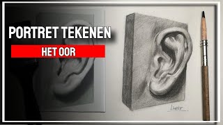 Portret tekenen met houtskool  Hoe teken je een OOR [upl. by Adon122]