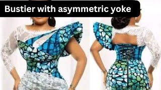 How Sew a Bustier dress with a stylish asymmetric yoke Bustier with yoke beginner friendly [upl. by Dranal]