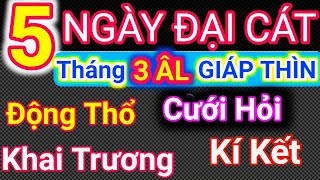 Lịch Ngày Tốt Tháng 3 Âm Lịch Năm 2024 Khai Trương Cưới Hỏi Động Thổ Cậu Thành Tử Vi Tướng Số [upl. by Raskind]